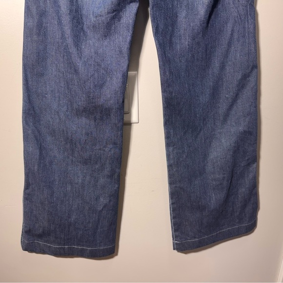 Love Moschino Blue Wide Leg Jeans Size 28 Hemmed Heart Pockets - Picture 8 of 12